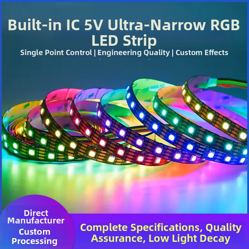 5V RGB LED pásik pre ambientné osvetlenie, programovateľný, s integrovaným IC, obnova prerušenia, 5050 RGB prispôsobiteľná inteligentná páska