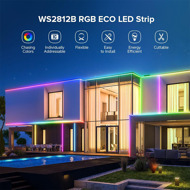 5V RGB LED pásik pre ambientné osvetlenie, programovateľný, s integrovaným IC, obnova prerušenia, 5050 RGB prispôsobiteľná inteligentná páska