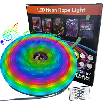 Sada LED pásik 5V s USB, RGB neonová zmena farieb, ovládanie cez aplikáciu, hudobný rytmus a zvukový senzor, DIY dekoratívny svetelný pás