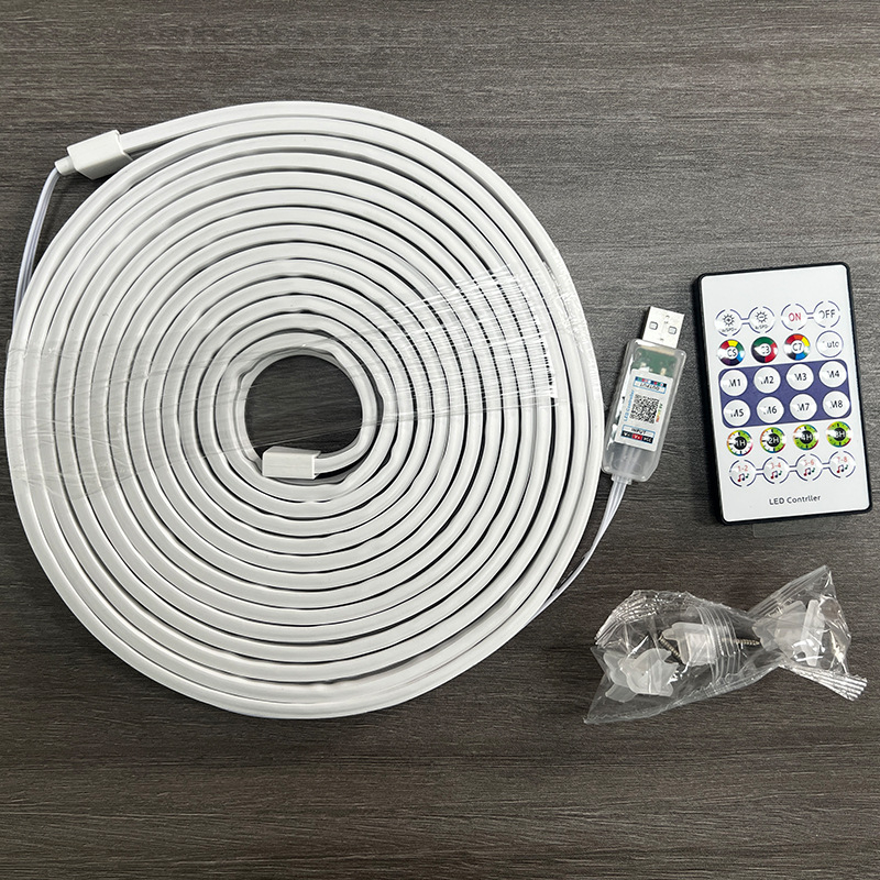 Sada LED pásik 5V s USB, RGB neonová zmena farieb, ovládanie cez aplikáciu, hudobný rytmus a zvukový senzor, DIY dekoratívny svetelný pás