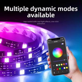 5V RGB LED pás 5050 s epoxidovým krytím, plnofarebný pás so zabudovaným IC a efektmi bežiacich svetiel, dĺžka 5 m