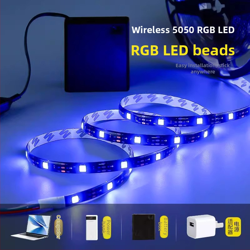 5V RGB LED pás 5050 s epoxidovým krytím, plnofarebný pás so zabudovaným IC a efektmi bežiacich svetiel, dĺžka 5 m