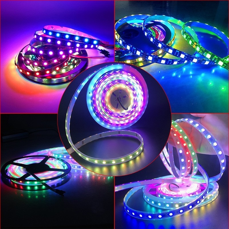 12V programovateľný RGB LED pás s efektmi marquee a prúdenia svetla, 60 LED 5050