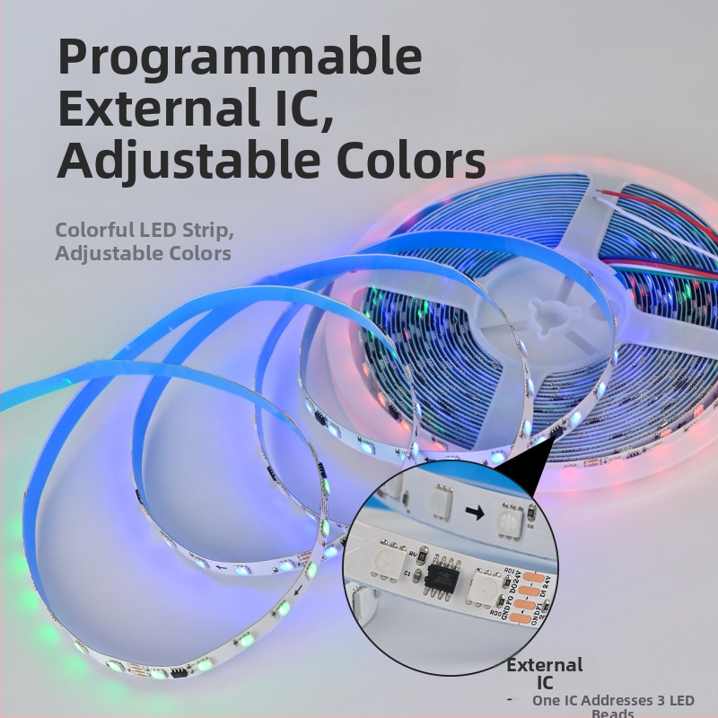 TM1934A 5050 RGB LED pás s externým IC, programovateľný plnofarebný LED pás, funkcia obnovenia z prerušenia