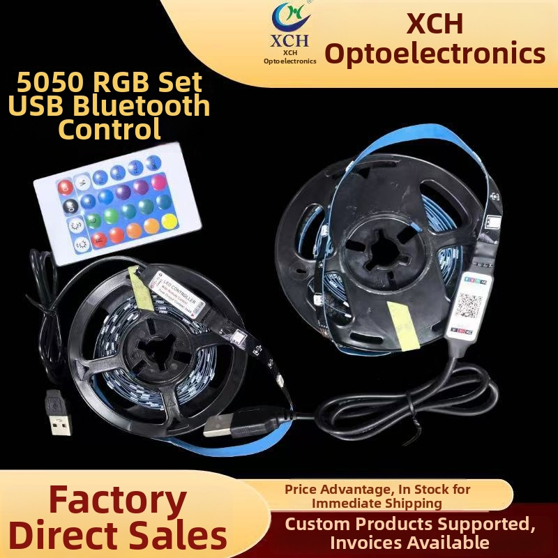 5V LED nízkonapäťová páska sada 5050 RGB pre atmosférické osvetlenie s Bluetooth diaľkovým ovládaním