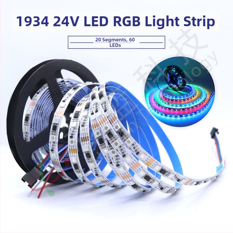 24V RGB LED pásik, 60 LED, 20 segmentov, inteligentné programovanie, pre bar, KTV a domov