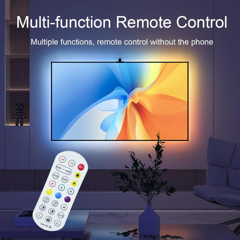 RGB LED pás pre televízor s Bluetoothom, synchronizácia s obrazovkou, atmosférické osvetlenie pre hudbu