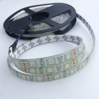 RGB LED pásik 12V, 54 LED 5050, nízke napätie, epoxidové povrchovanie, čierna PCB, dvojité konce s bielym lepidlom na zadnej strane, set na zmenu farieb