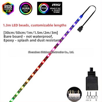RGB LED pásik pre počítačovú skrinku, 5V, synchronizácia s 3-pin základnou doskou, zmena farieb, DIY dýchací efekt