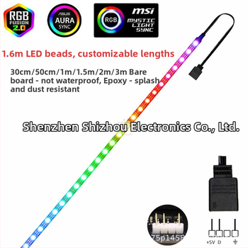 RGB LED pásik pre počítačovú skrinku, 5V, synchronizácia s 3-pin základnou doskou, zmena farieb, DIY dýchací efekt