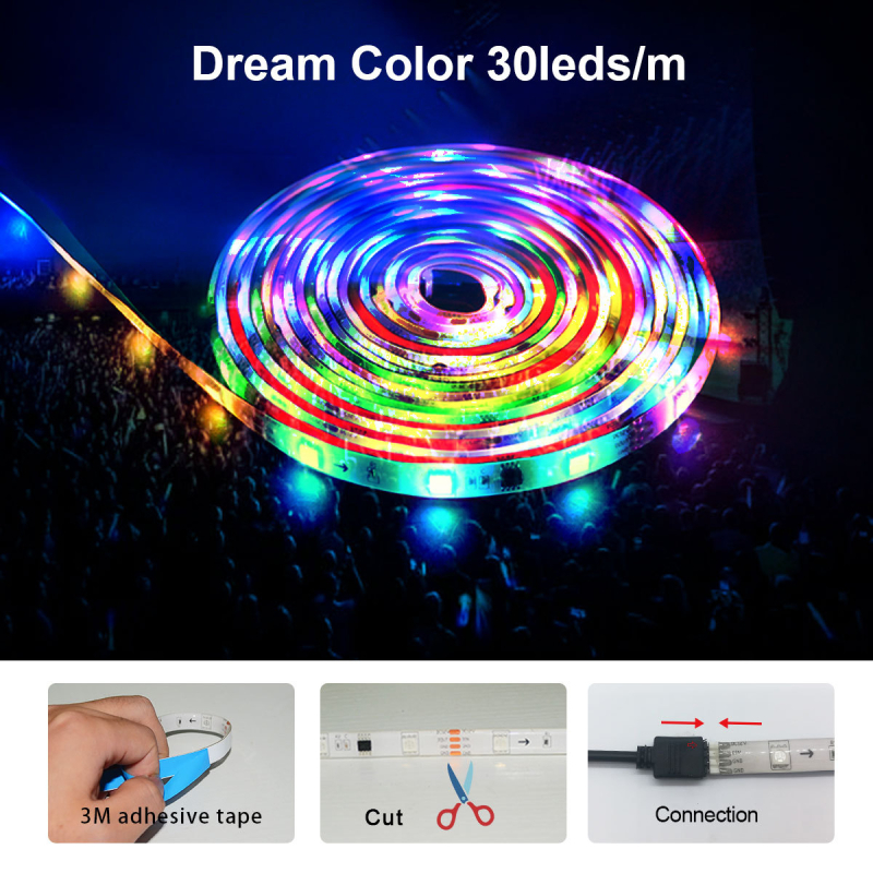 WS8BLED 5050 RGB LED pás s vstavaným IC, stmievateľný a programovateľný 5V WS2812B