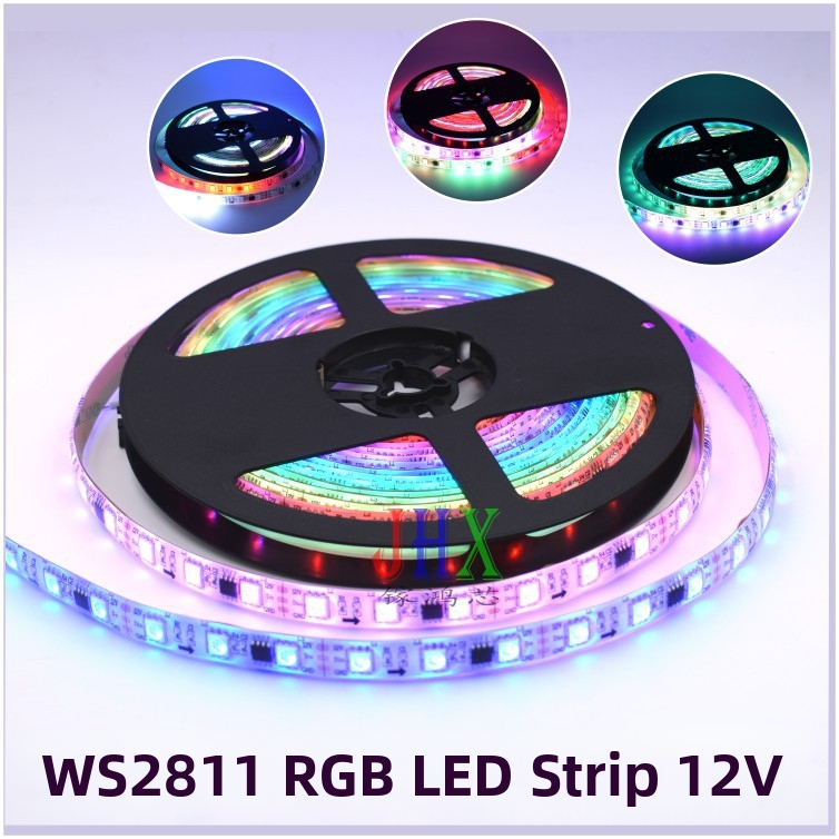 WS2811 20-segmentový 5050 RGB LED pásik, 60 LED, 12V stmievateľný