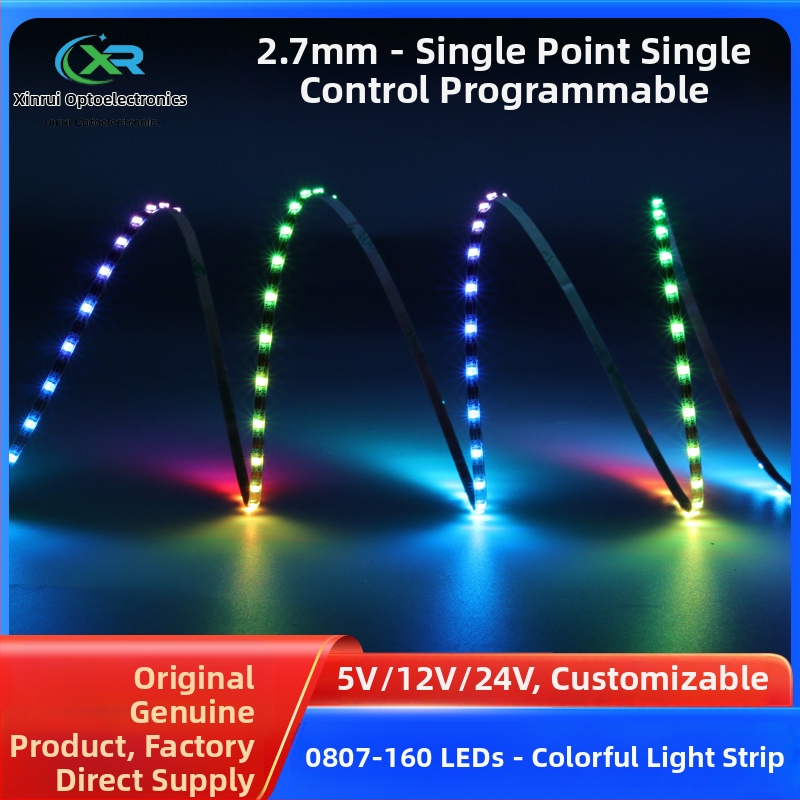 0807 RGB FANTOM LED pásik, 12V, úzka šírka 2,7 mm, 160 LED, jednopunktové ovládanie, programovateľný IC pre ambientné osvetlenie