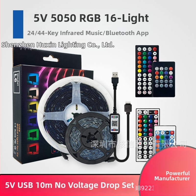 LED pásik 5V nízkeho napätia, 5050 RGB, Bluetooth, IR, vodotesný, viacfarebný, inteligentný RGB pásik