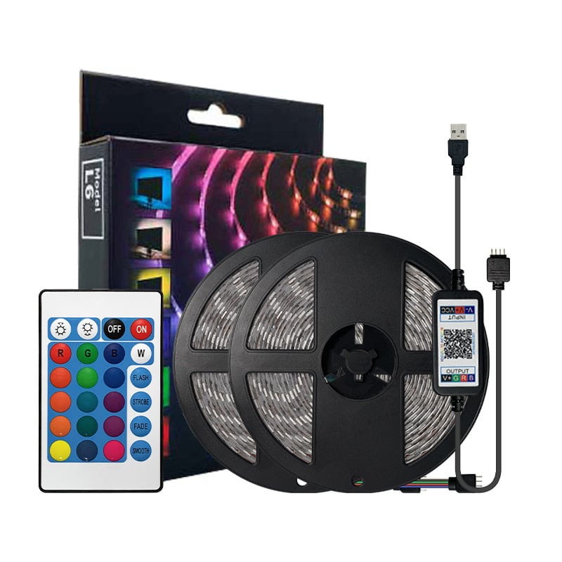 LED pásik 5V nízkeho napätia, 5050 RGB, Bluetooth, IR, vodotesný, viacfarebný, inteligentný RGB pásik