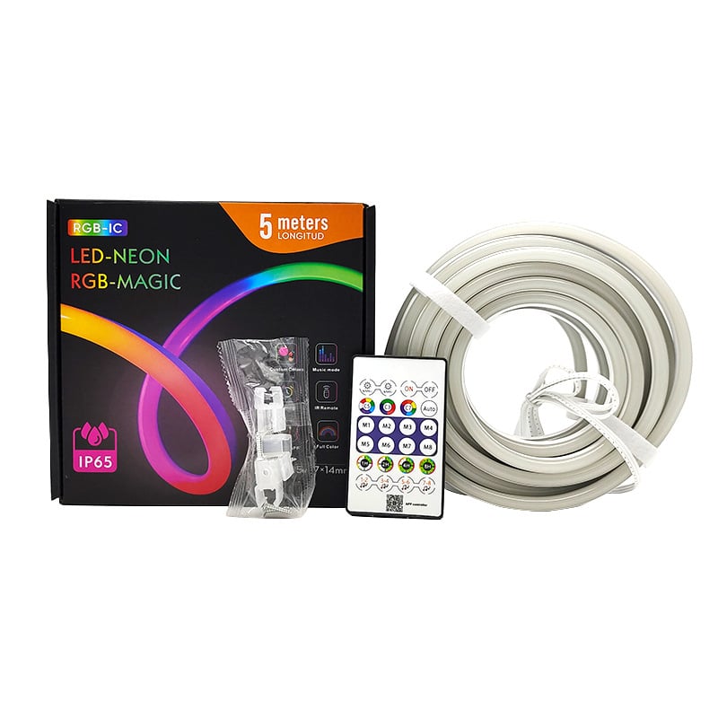 RGBIC neon silikónový LED pás s USB a Bluetooth hlasovým ovládaním, farebné DIY dekoratívne svetlo vo forme koňa