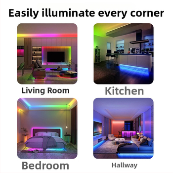 5050 RGB LED pásik, 60 LED, ovládanie cez Bluetooth aplikáciu, inteligentná zmena farieb
