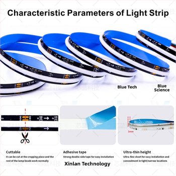 COB viacfarebný LED pás s nízkym napätím, 5V/12V/24V, 20W/m, 712 LED/m, stmievateľný ovládaním kontroléru, 180° lúč, pre osvetlenie pódia, dĺžka 1–5 m