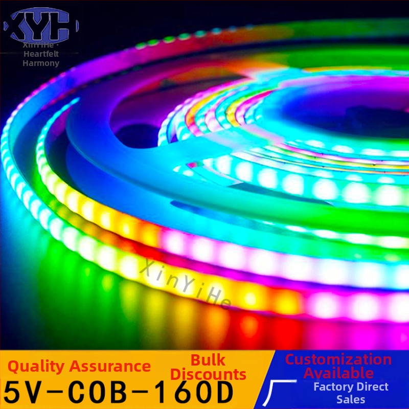 5V COB LED pás pre vnútro auta, RGB plné farby, šírka 5 mm, 100 LED, diaľkové ovládanie, efekt tečúcej vody