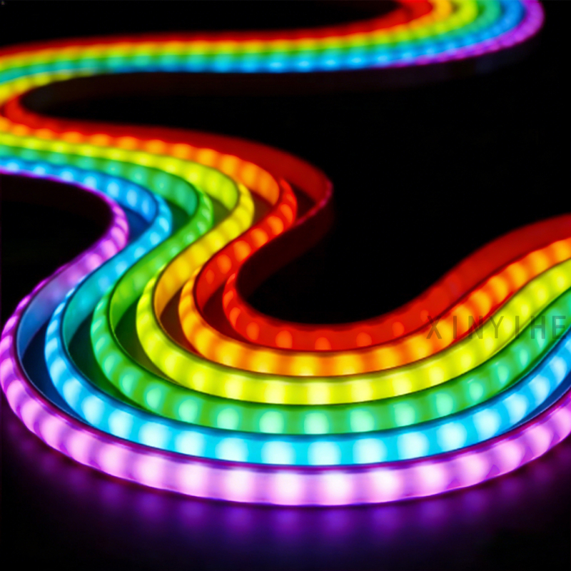 5V COB LED pás pre vnútro auta, RGB plné farby, šírka 5 mm, 100 LED, diaľkové ovládanie, efekt tečúcej vody