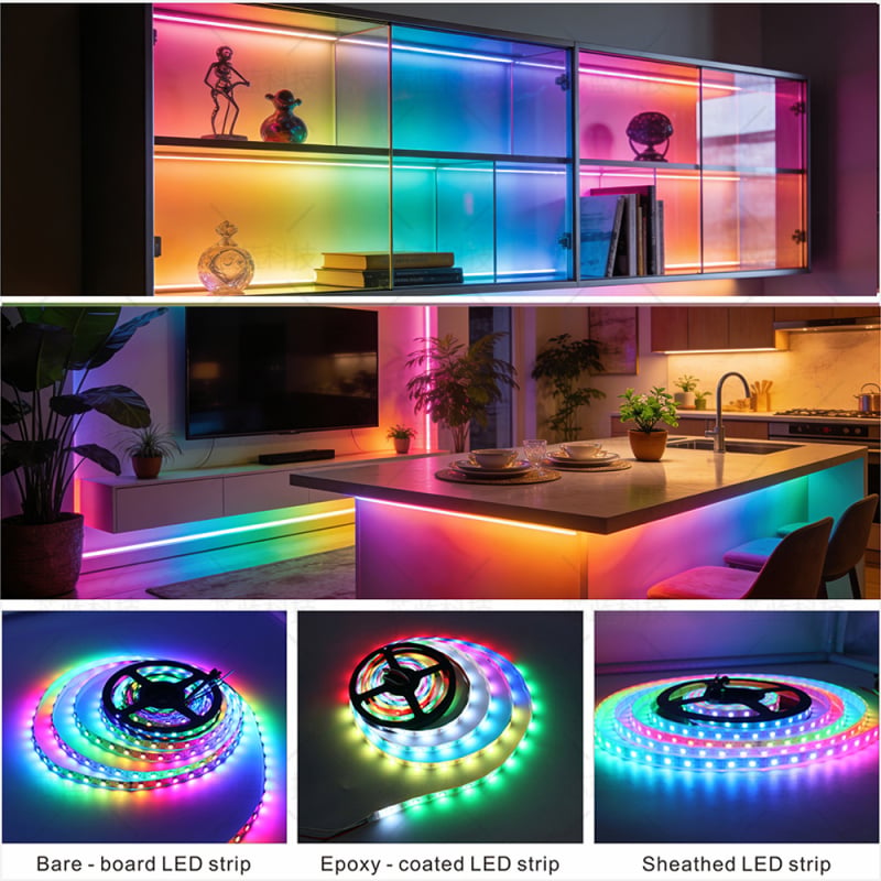 WS2812B RGB LED pásik 5050 s integrovaným IC, plnofarebný, programovateľný, ohybný 5V