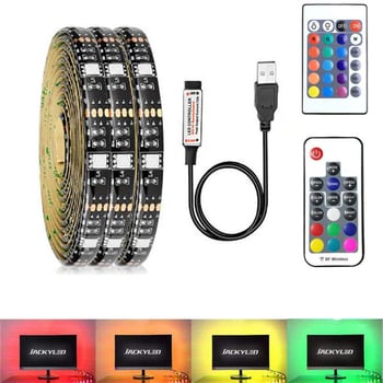 RGB LED pás s napätím 5V 5050 s USB bezdrôtovým diaľkovým ovládaním pre pozadie televízie a počítača