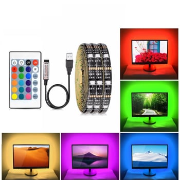 RGB LED pás s napätím 5V 5050 s USB bezdrôtovým diaľkovým ovládaním pre pozadie televízie a počítača