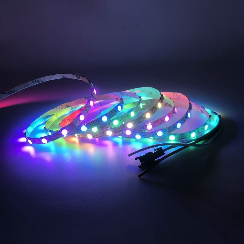 WS2812B RGB LED pás — úzka 5 mm, 60 LED 5050, vstavaný IC, diaľkové ovládanie, 3535RGB Mäkké svetlo