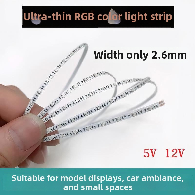 2.6 mm RGB plnofarebná LED pásik, ultraúzka RGB pásik pre atmosféru v aute, vlastné dekoratívne osvetlenie
