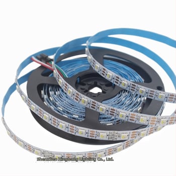 SK6812 RGBW 4-v-1 LED pás s integrovaným IC, 5V DC, 60 LED, dĺžka 5 m, programovatelná, stmievateľná, diaľkové ovládanie, vodeodolný, pre bielu dosku/čiernu dosku