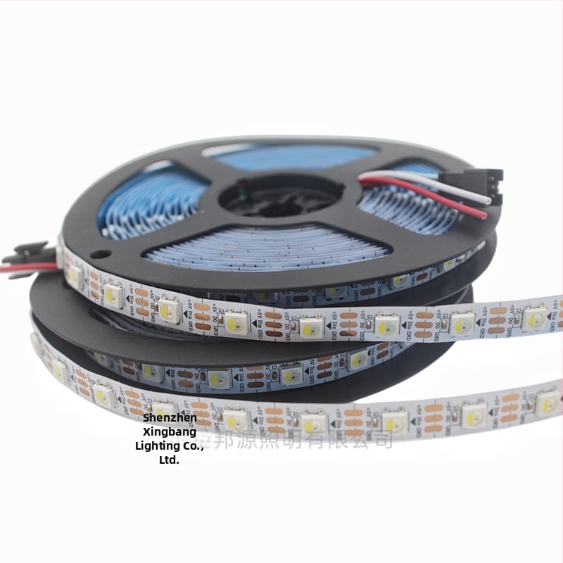 SK6812 RGBW 4-v-1 LED pás s integrovaným IC, 5V DC, 60 LED, dĺžka 5 m, programovatelná, stmievateľná, diaľkové ovládanie, vodeodolný, pre bielu dosku/čiernu dosku