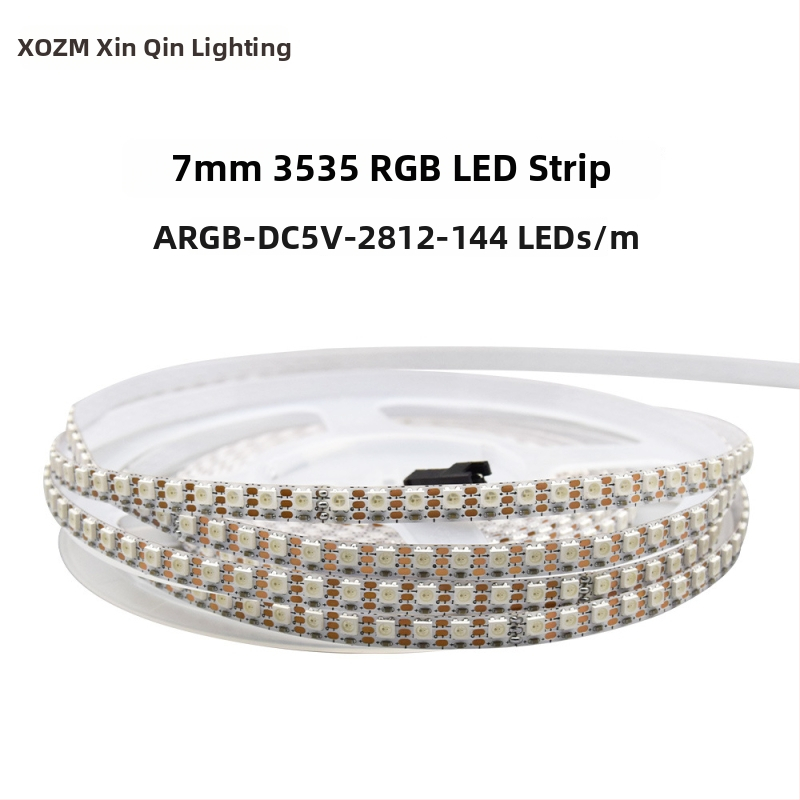 RGB farebný LED pás, 160 LED, 2835, 5V, dĺžka 1000 mm, šírka 5 mm, lúč 120°, stmievateľný, CE certifikát, Nie je vodotesný, Séria: Farebné zvýraznenie, Značka: XQZM