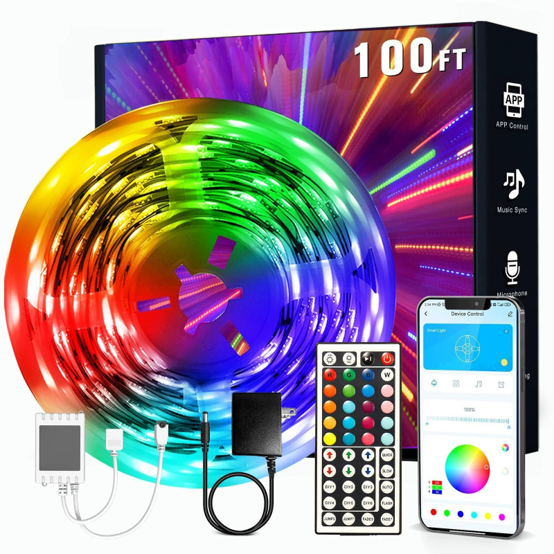 RGB LED pásiková súprava 5050 so zmenou farieb, Bluetooth a Wi-Fi graffiti ovládač, blisterové balenie, LED so stmievateľnosťou