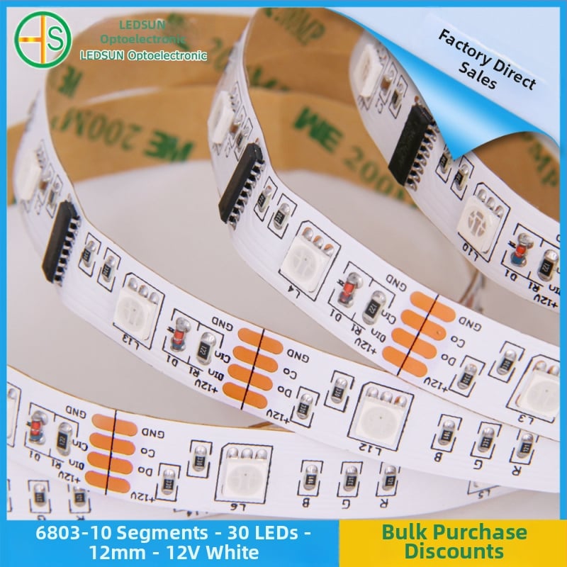 5050 RGB adresný LED pásik 12V, 6803IC, vysoká svietivosť, meniace sa farby, efekt prúdového vodopádu