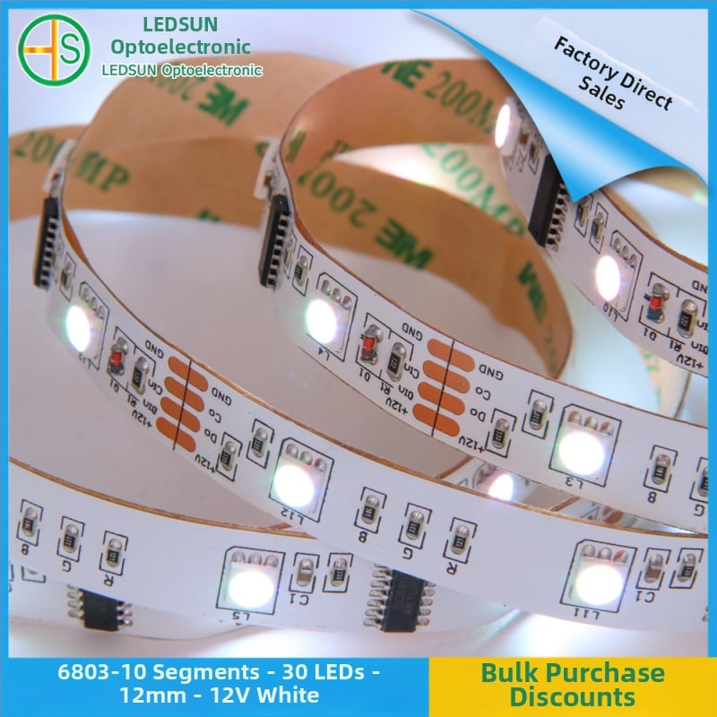 5050 RGB adresný LED pásik 12V, 6803IC, vysoká svietivosť, meniace sa farby, efekt prúdového vodopádu