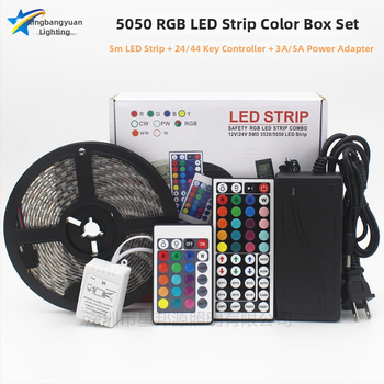 LED pásik 12V, 5050 RGB, 5 m set, epoxidové potiahnutie, vodotesnosť IP65, zmena farieb, pružný pásik so 60 LED, balenie v farebnej krabičke