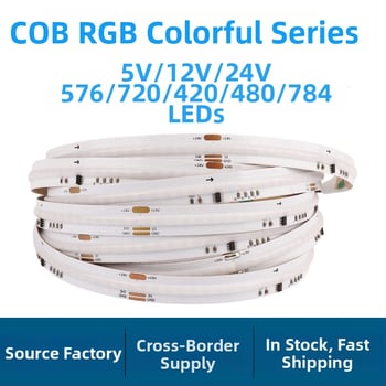 COB RGB LED pásik – Štyri v jednom RGBWW, 5V/12V/24V, 576 LED, lúč 150°, stmievateľný, životnosť 50 000 h, dekorácia do atmosféry