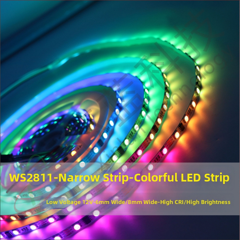 DC12V úzka LED páska, 60 LED, WS2811RGB ovládač, senzorové ovládanie, dekoratív plnofarebná svetelná páska, šírky 6 mm a 8 mm