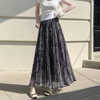 Dámska dlhá sieťovaná sukňa s retro Paisley vzorom, vysoký pás, A-line, midi dĺžka