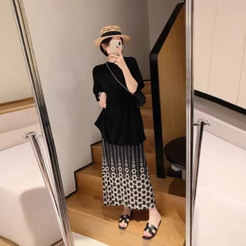 2026 letné vintage kvetinový vzor midi sukňa so úzkym strihom, bočný rozparok, elegantný rovný strih