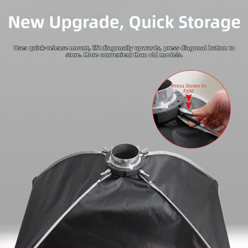 Softbox 60x90 cm με Bowens mount, γρήγορη συναρμολόγηση και αποσυναρμολόγηση, φως ζωντανών μεταδόσεων, κάλυμμα με κυψελοειδές πλέγμα