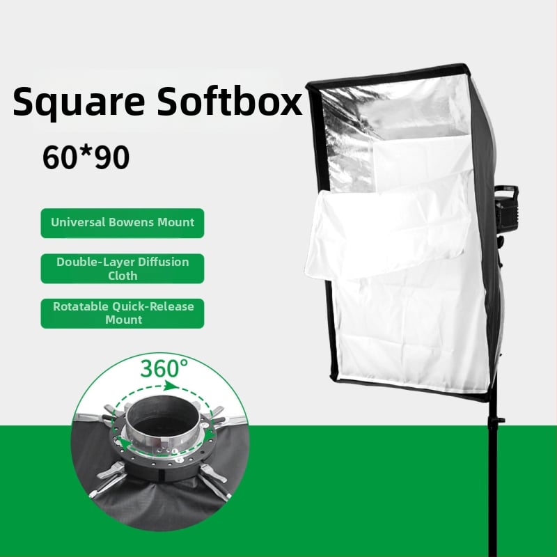 Softbox 60x90 cm με Bowens mount, γρήγορη συναρμολόγηση και αποσυναρμολόγηση, φως ζωντανών μεταδόσεων, κάλυμμα με κυψελοειδές πλέγμα