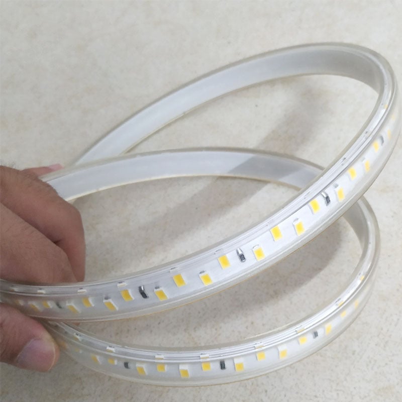 LED pás s vulkanizovaným povlakom, 220V, 2835, 120 LED, 60 LED/m, 4000K neutrálna biela, vysoký jas, nevodotesná