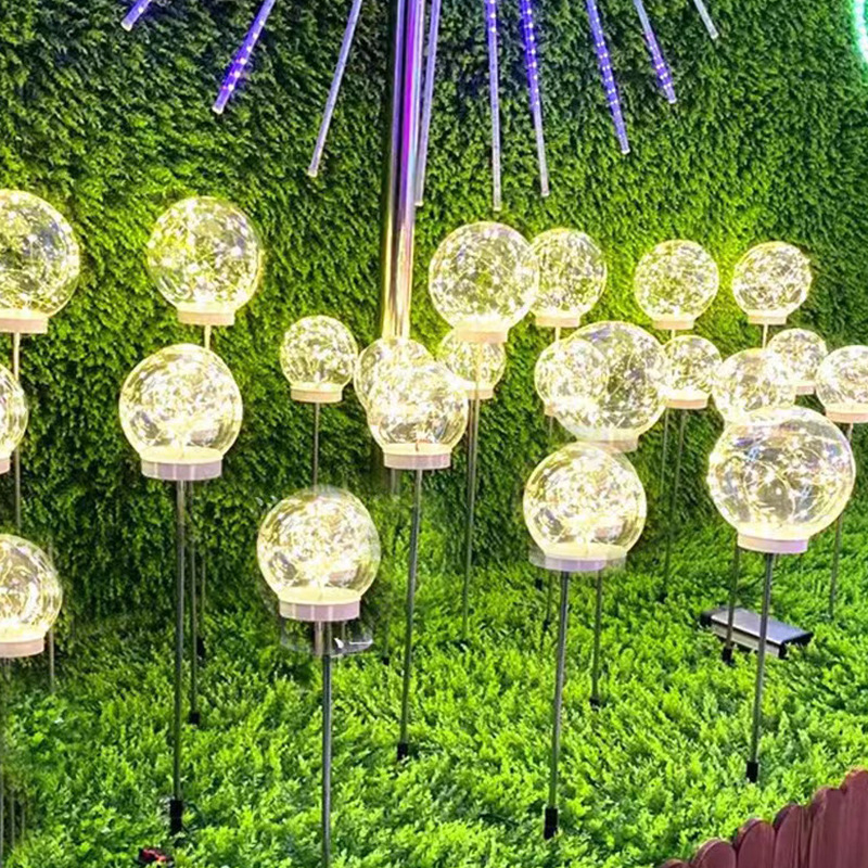 Solárna LED guľová lampa s meďou drôtom, vonkajšie použitie, IP65 vodeodolná