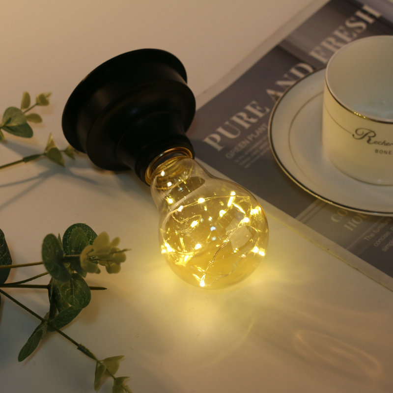 Edison LED žiarovka s medeným vodičom, A60 béžová farba, dekoratívne svetlo do chodby a balkóna, retro štýl