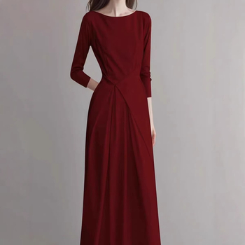Dámske šaty s dlhým rukávom vo francúzskom štýle, elegantná jarno-jesenná móda, dlhé šaty na jeseň-zimu