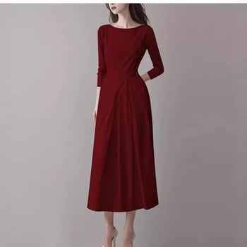 Dámske šaty s dlhým rukávom vo francúzskom štýle, elegantná jarno-jesenná móda, dlhé šaty na jeseň-zimu
