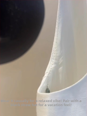 Biele bezrukávové šaty s výstrihom do U, bavlno-linový materiál, minimalistický štýl, dlhé šaty pre ženy