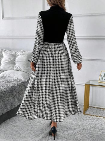 2025 francúzske retro káro patchwork pletené šaty so štíhlym pásom, jemný štýl