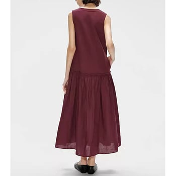 Be Order 2026 Ljeto Elegantni Stil Za Odmor Tencel Haljina Bez Rukava S V Izrezom Za Žene